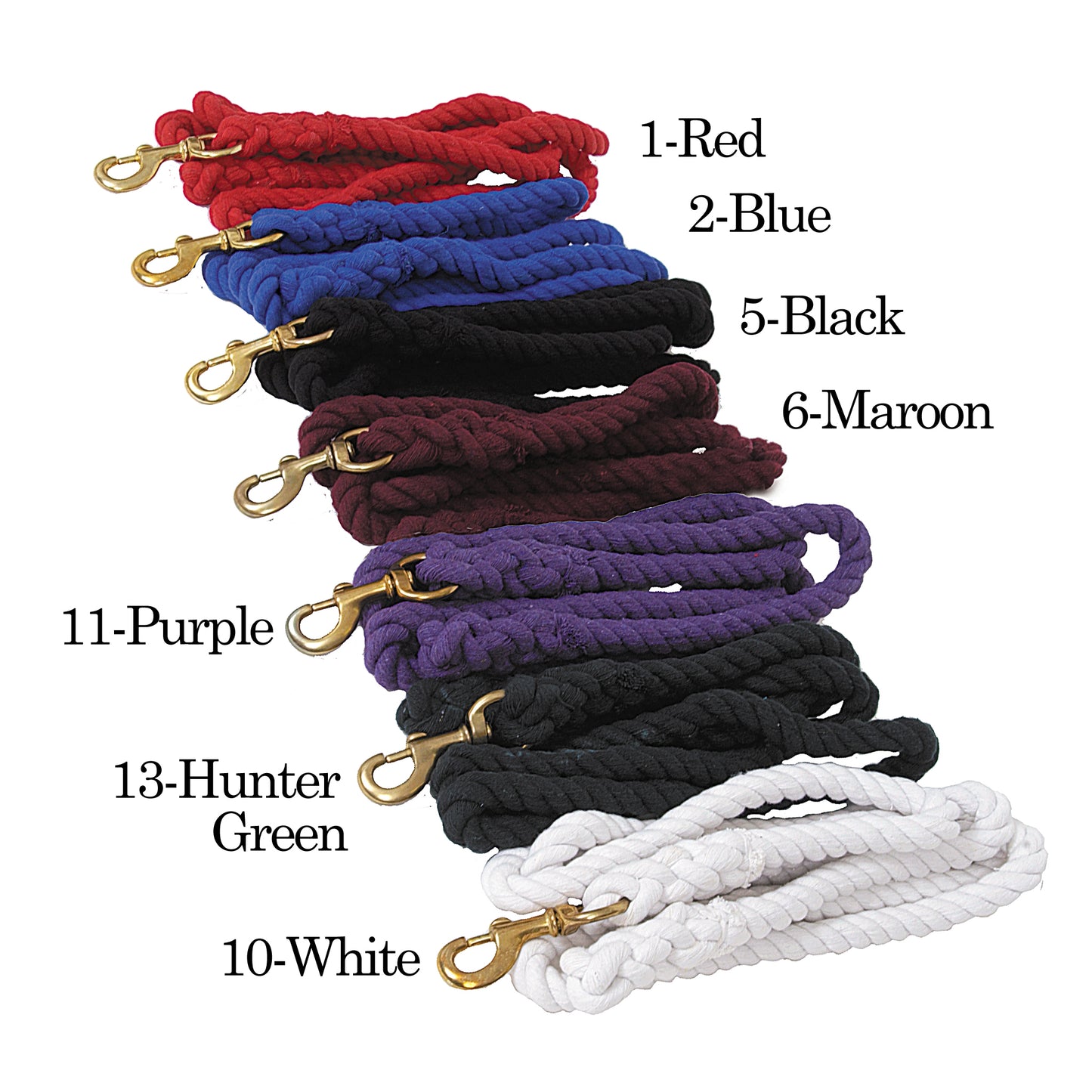 3/4" Thick Colored Cotton Leads with Bull Snap