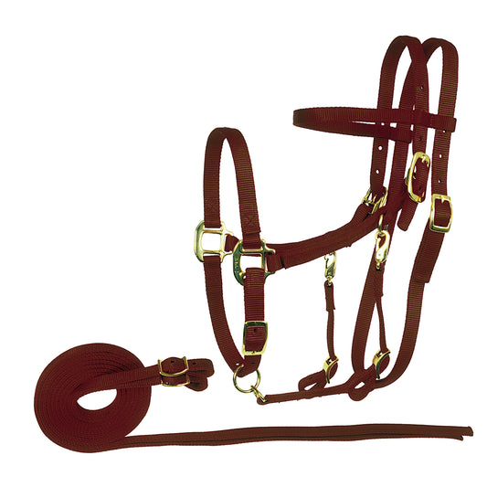 3/4" Comfort Fit Nylon Halter & Bridle Combo with Reins